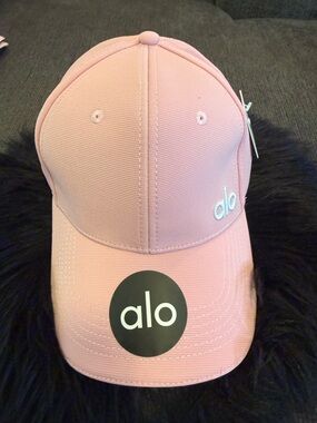 ALO Yoga Pink Baseball Cap with Metal Logo Accent